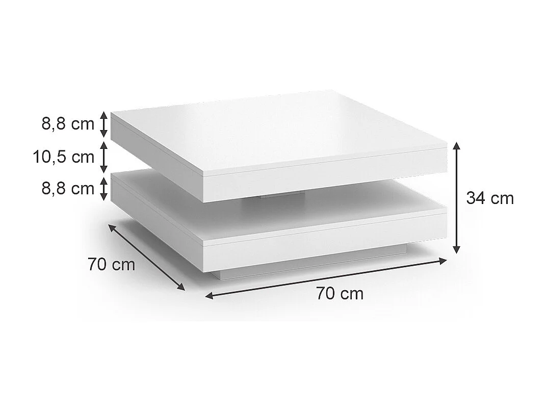 Table basse blanc 70x70x34 elias
