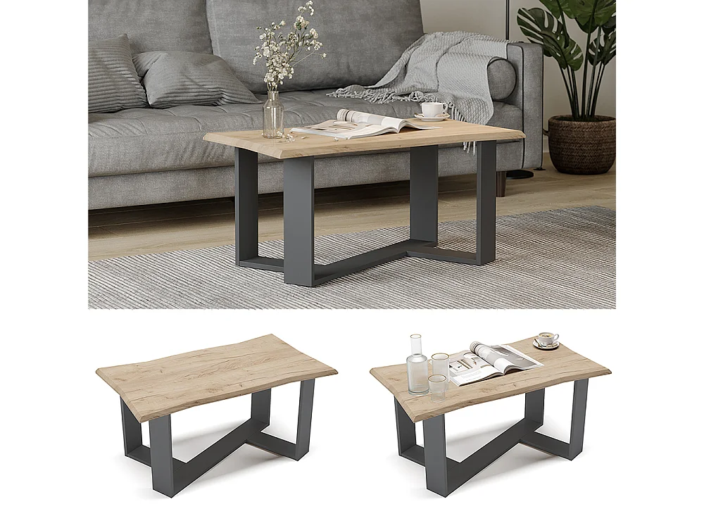 Table basse chêne de force doré 90x50x42.3 arne