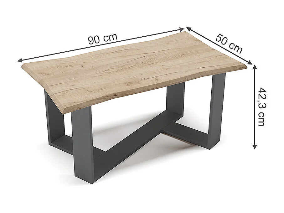 Table basse chêne de force doré 90x50x42.3 arne