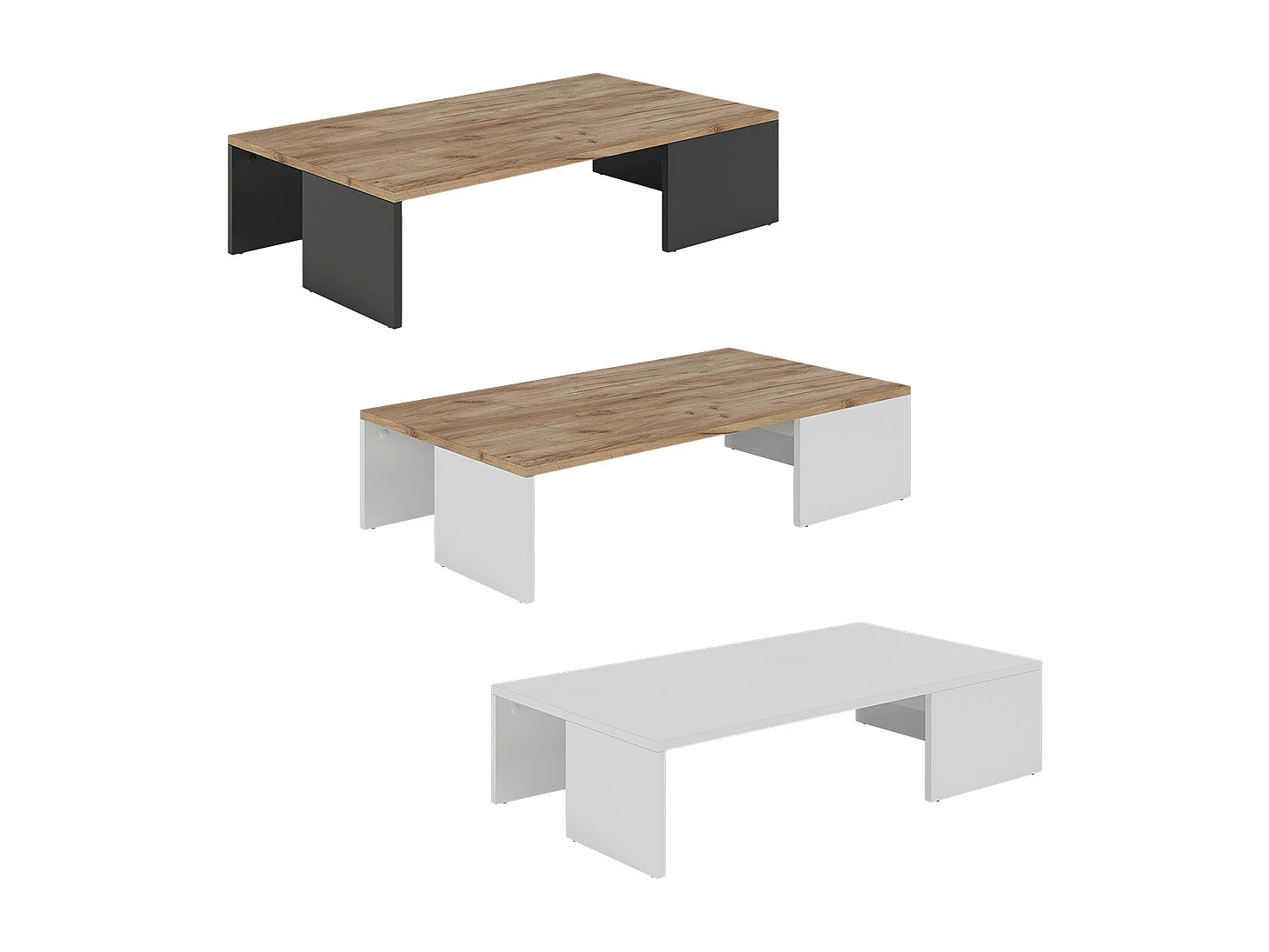 table basse anthracite/chêne doré 90x50x21.4 hardi