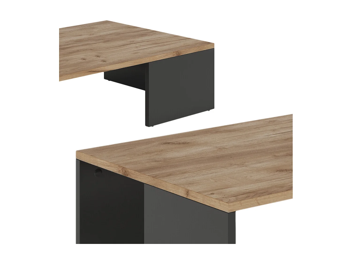 table basse anthracite/chêne doré 90x50x21.4 hardi