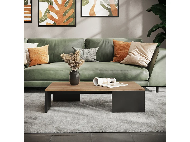 Couchtisch anthrazit/goldkraft eiche 90x50x21.4 hardi