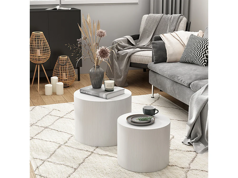 Ensemble de tables basses blanc 48x48x38 giva