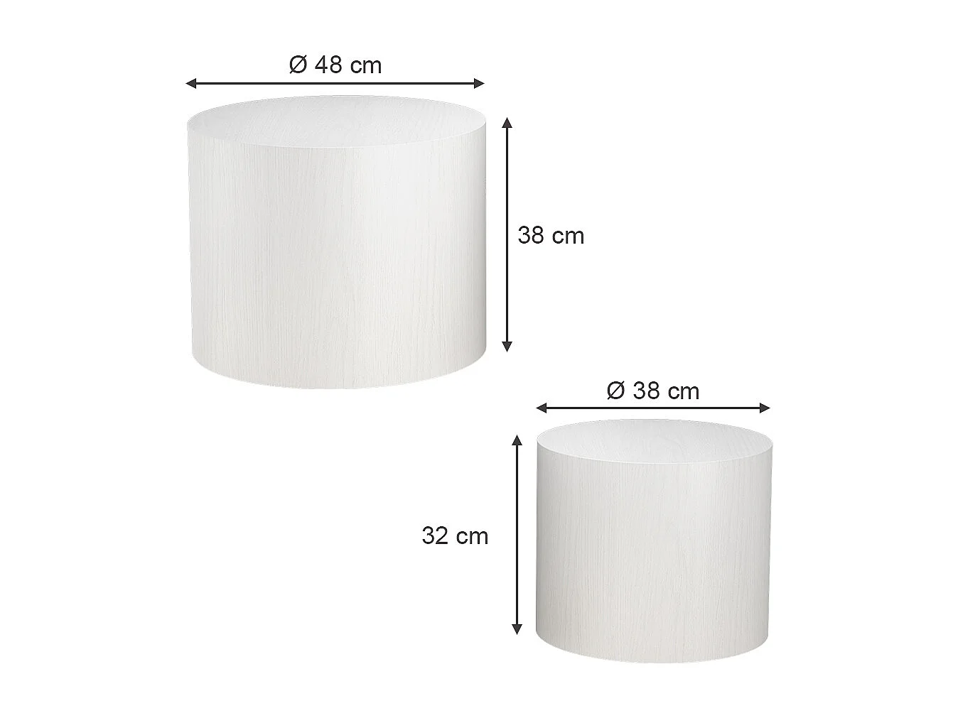 Ensemble de tables basses blanc 48x48x38 giva