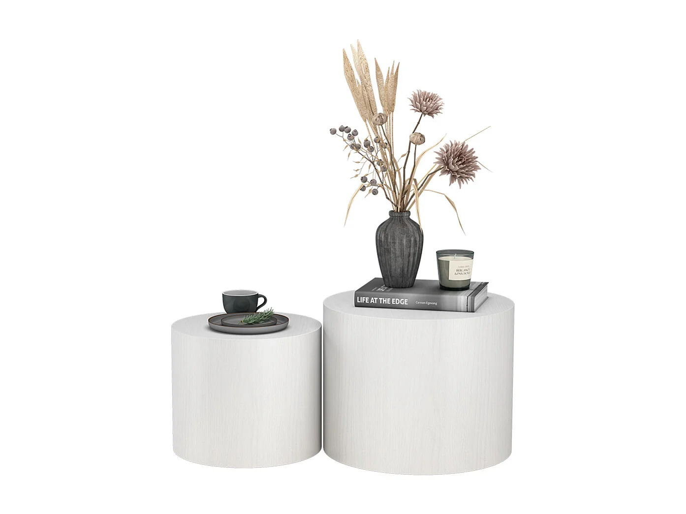 Ensemble de tables basses blanc 48x48x38 giva