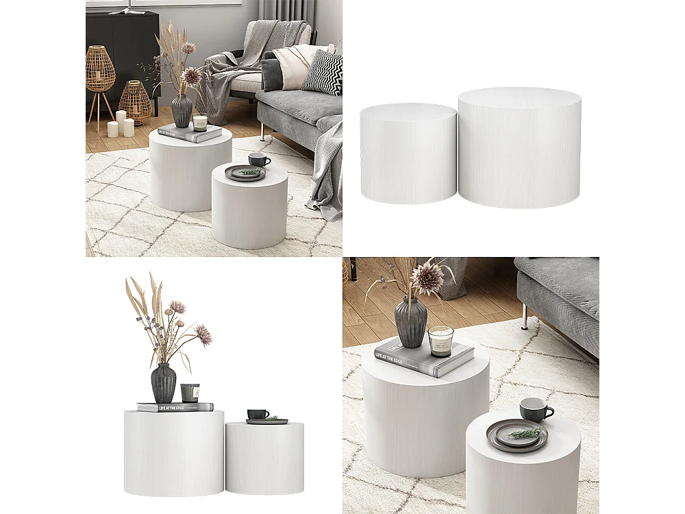 Ensemble de tables basses blanc 48x48x38 giva