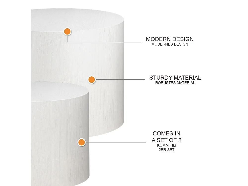 Ensemble de tables basses blanc 48x48x38 giva
