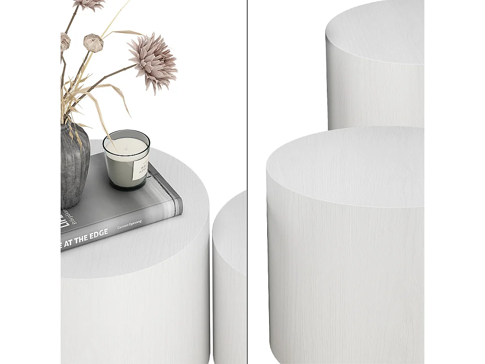 Ensemble de tables basses blanc 48x48x38 giva