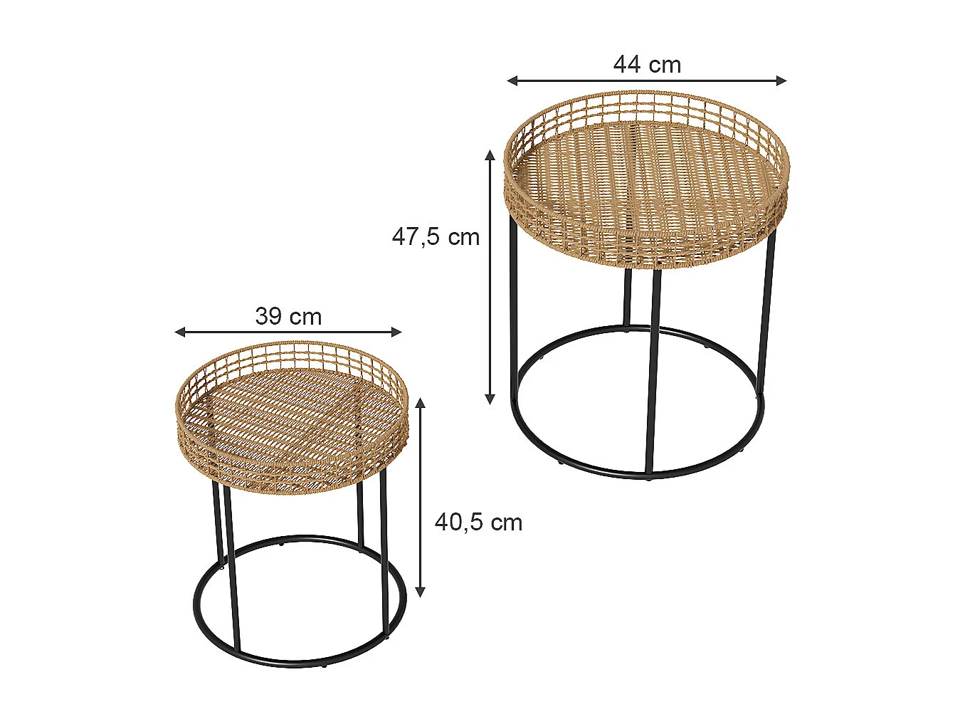 Set de tables basses bois 44x44x47.5 brunswick