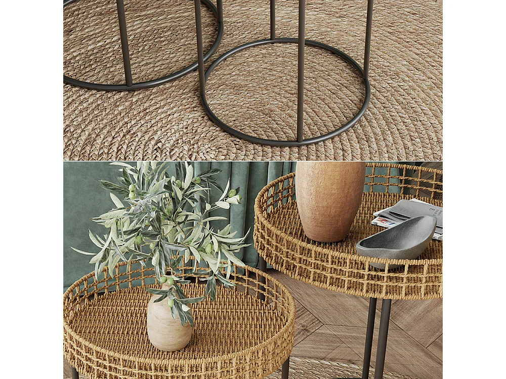 Set de tables basses bois 44x44x47.5 brunswick