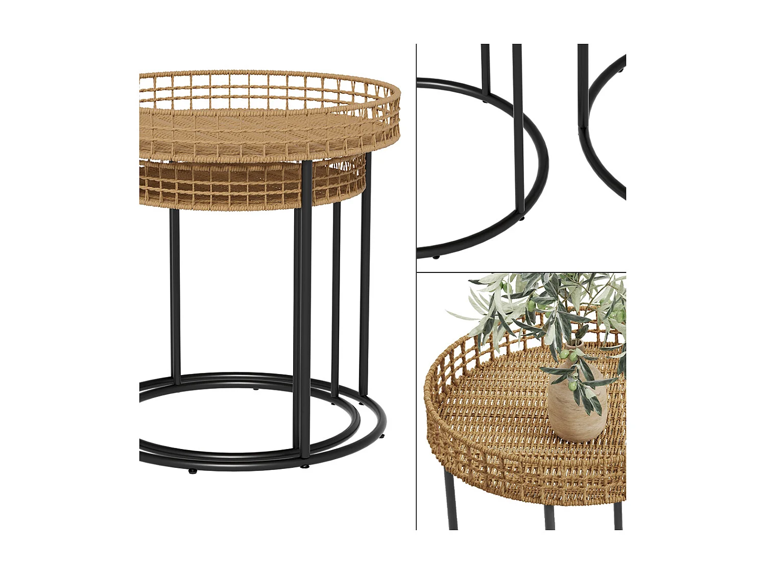 Set de tables basses bois 44x44x47.5 brunswick