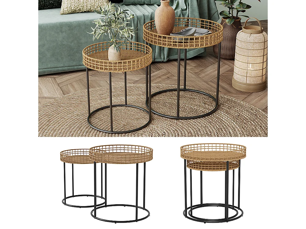 Set de tables basses bois 44x44x47.5 brunswick