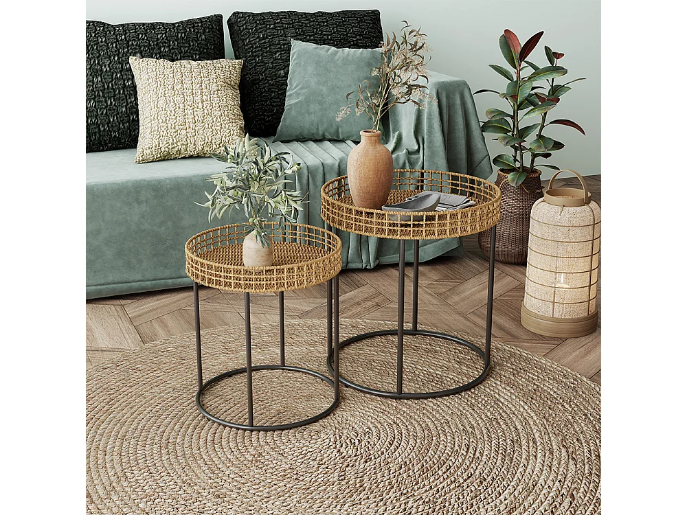 Set de tables basses bois 44x44x47.5 brunswick