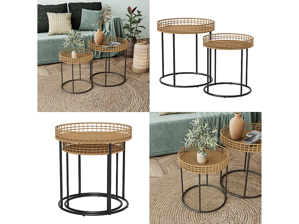 Set de tables basses bois 44x44x47.5 brunswick