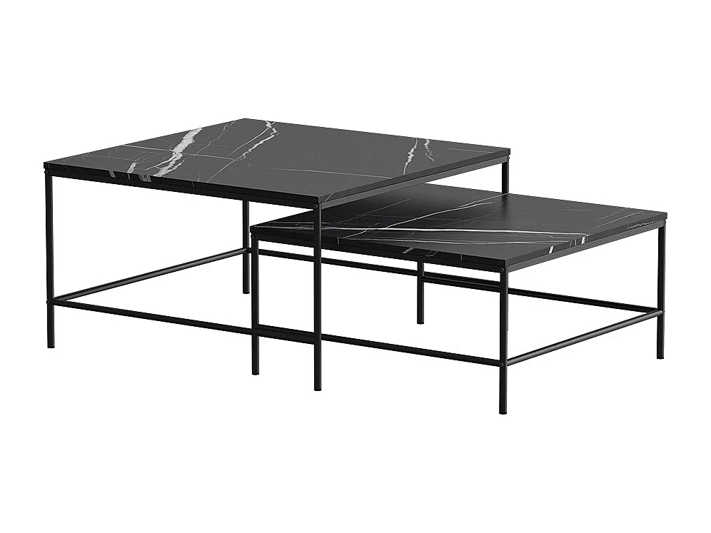 Conjunto de mesa de centro mármore preto 80x80x45 ramio