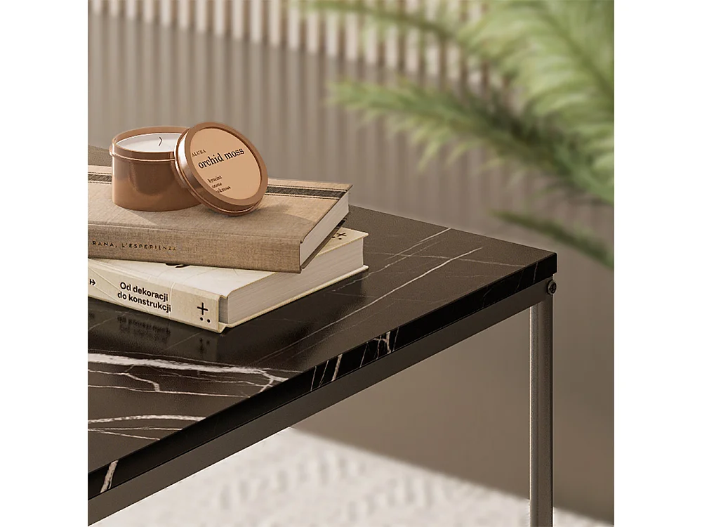 Set de tables basses marbre noir 80x80x45 ramio