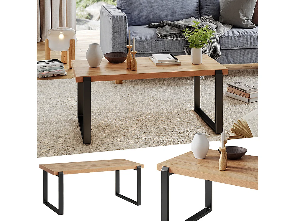 Table basse chêne rustique 110x56x46 halifax