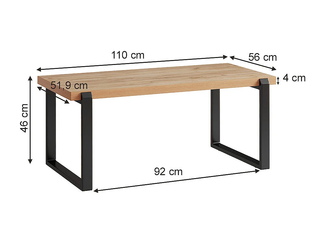 Table basse chêne rustique 110x56x46 halifax