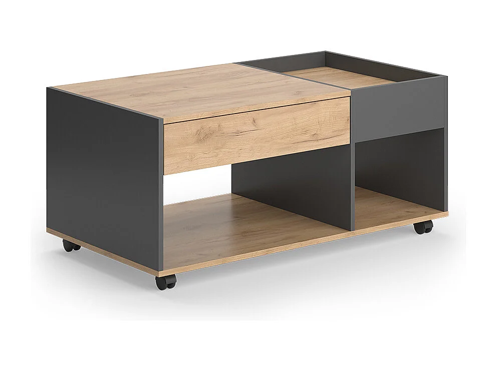 Table basse chêne doré/anthracite 110x60x49.5 maik