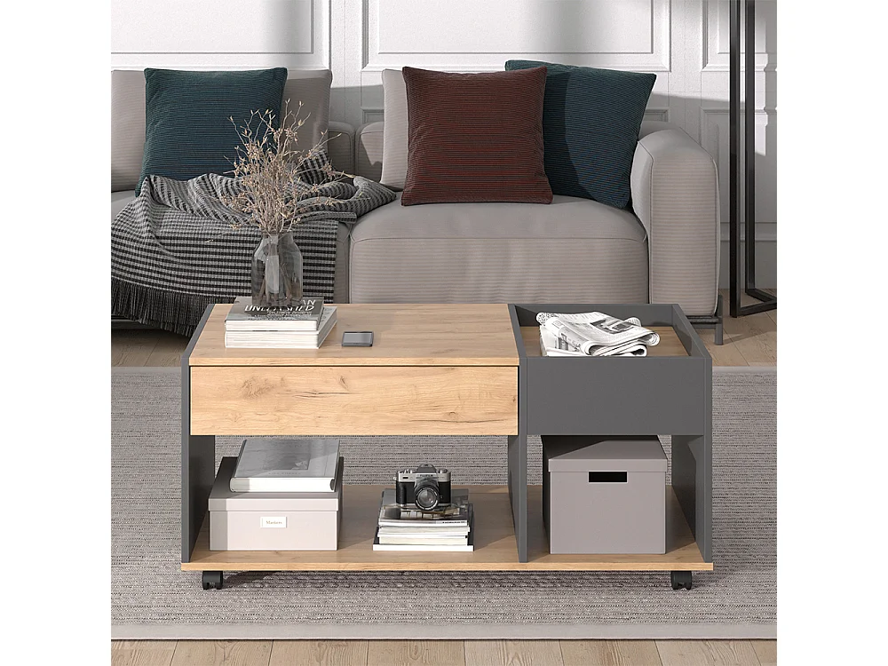 Table basse chêne doré/anthracite 110x60x49.5 maik