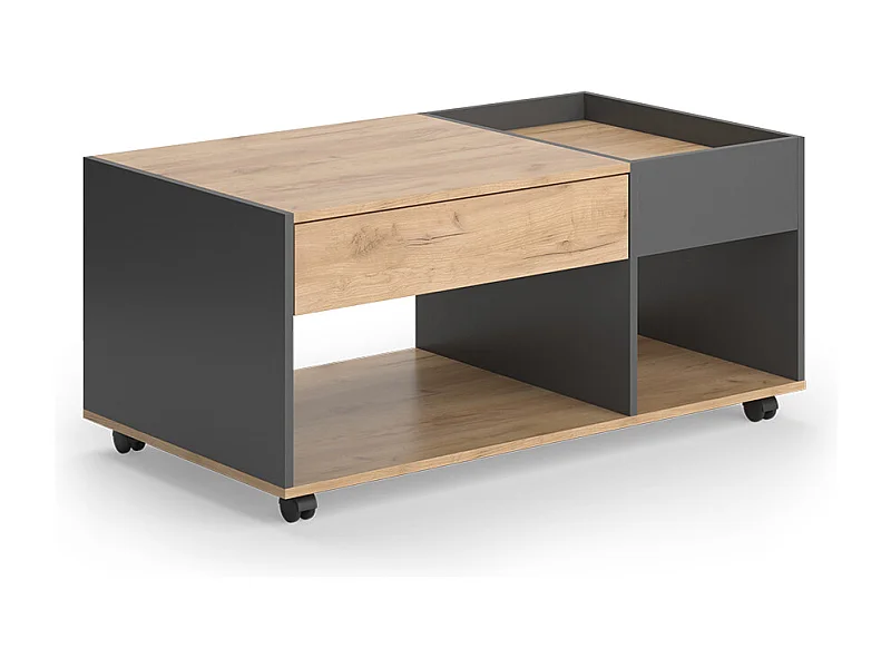 Table basse chêne doré/anthracite 110x60x49.5 maik