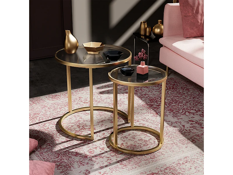 Ensemble de tables dappoint verre 50x45.5x35 sevilla