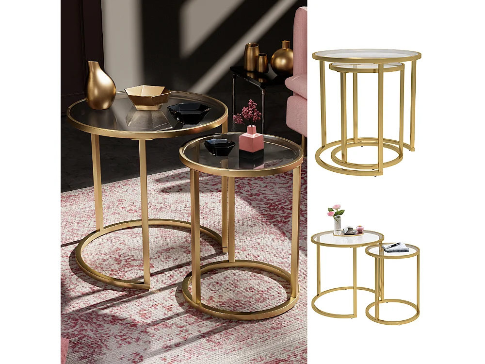 Juego de mesa auxiliar vidrio 50x45.5x35 sevilla