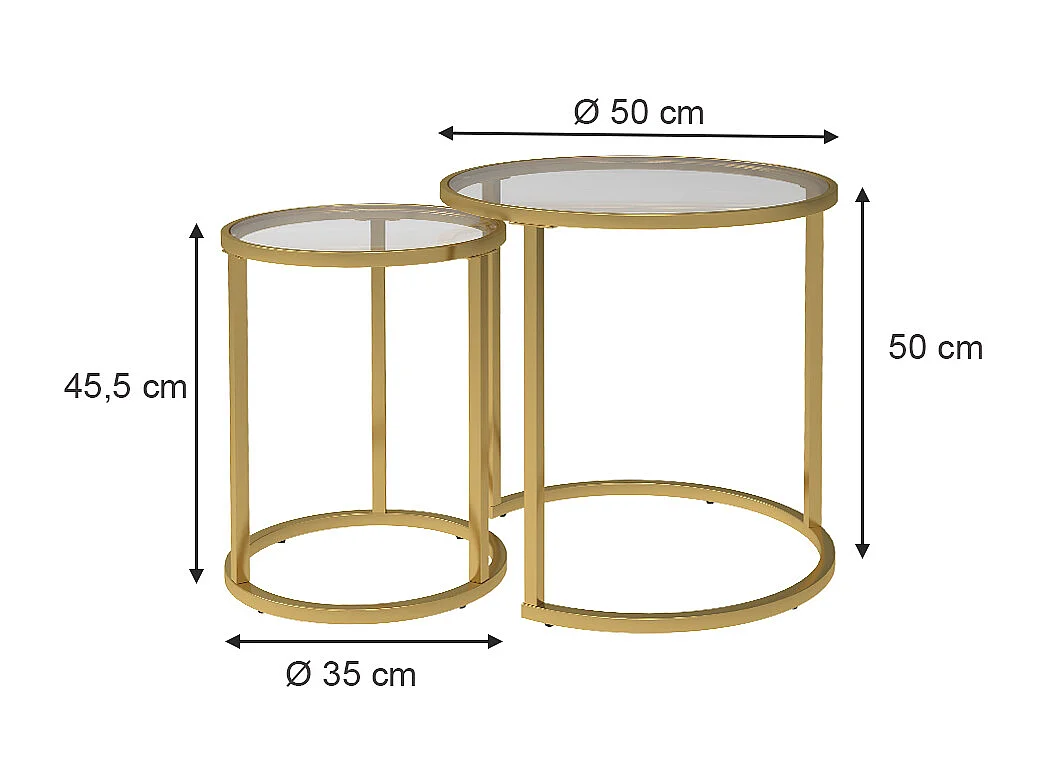 Juego de mesa auxiliar vidrio 50x45.5x35 sevilla