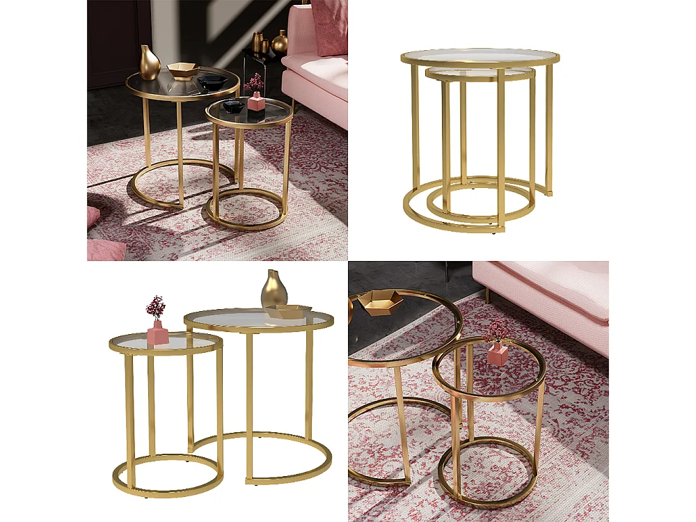 Juego de mesa auxiliar vidrio 50x45.5x35 sevilla