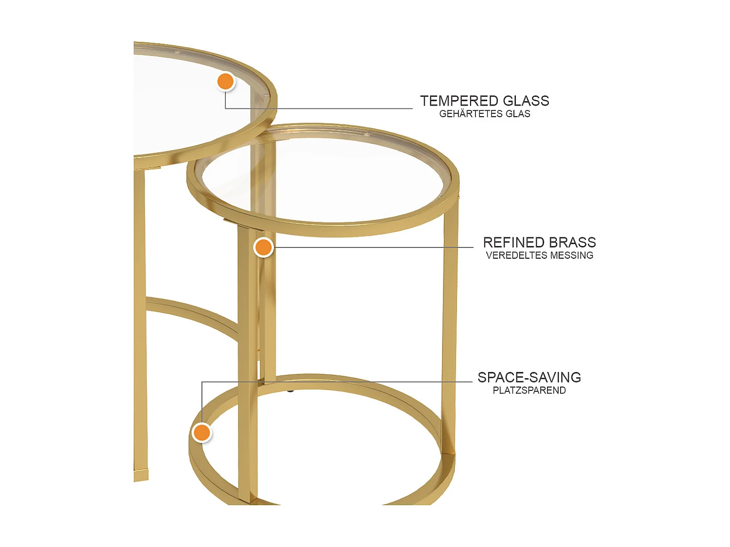 Juego de mesa auxiliar vidrio 50x45.5x35 sevilla