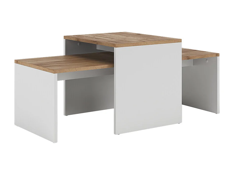 Ensemble de tables basses chêne blanc/force de lor 100x48x40.4 donat