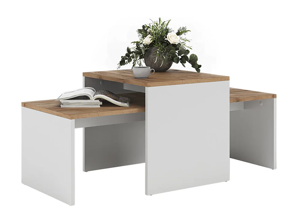 Ensemble de tables basses chêne blanc/force de lor 100x48x40.4 donat