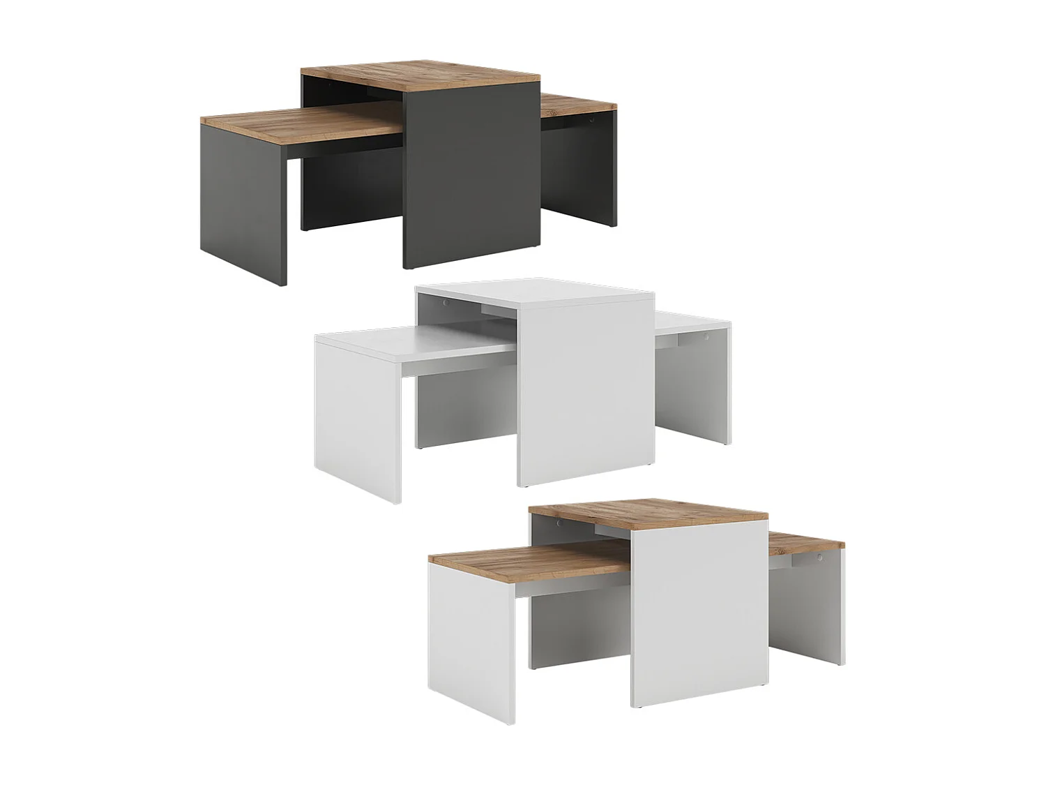 Ensemble de tables basses chêne blanc/force de lor 100x48x40.4 donat