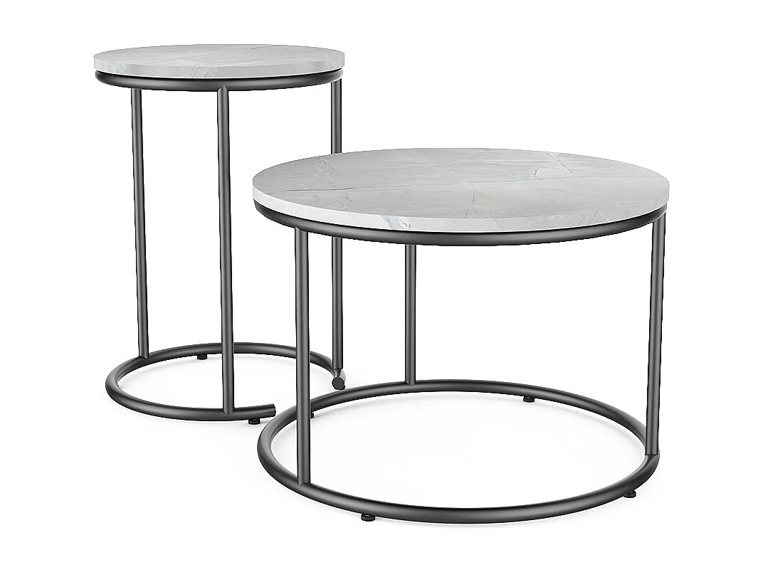 Ensemble de tables basses marbre blanc 55x55x34.5 ottawa