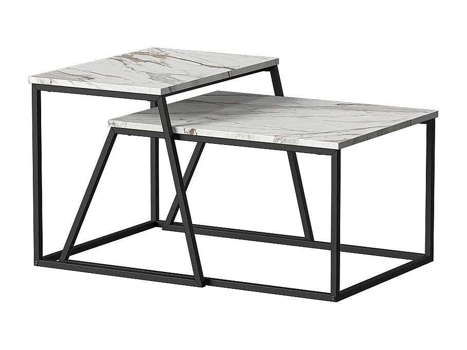Tavolino da divano nero/marmo-bianco 60x50x38 myra