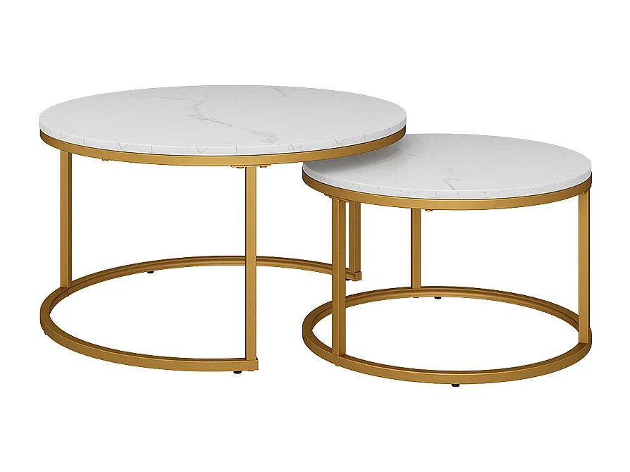 Set de tables basses blanc/or 77x40x40 montreal