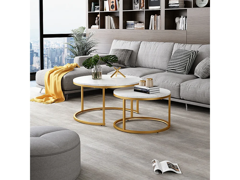 Coffee table set white/gold 77x40x40 montreal