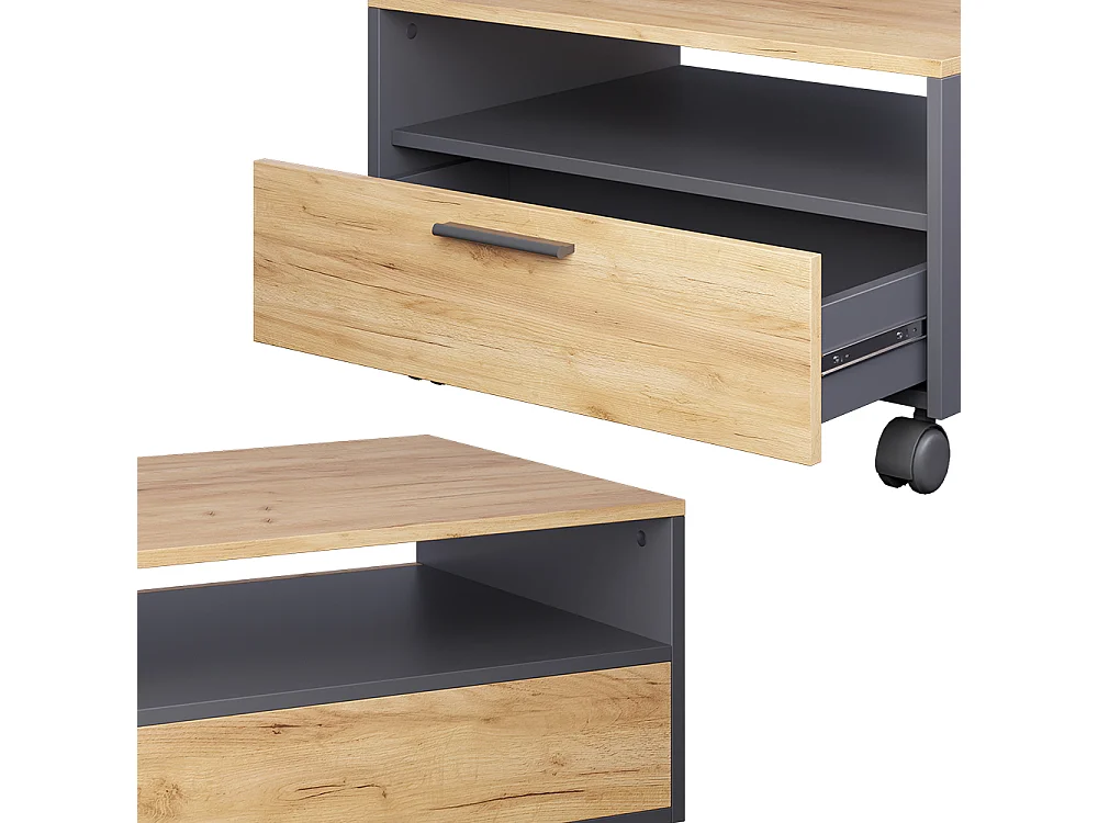 Table basse anthracite/chêne doré 70x52.4x40 bibo