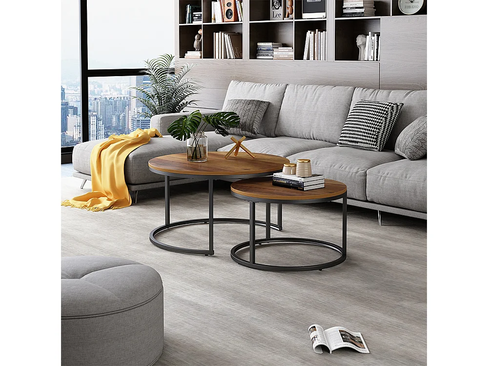 Set de tables basses bois 77x40x40 montreal