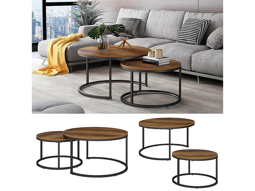 Set de tables basses bois 77x40x40 montreal