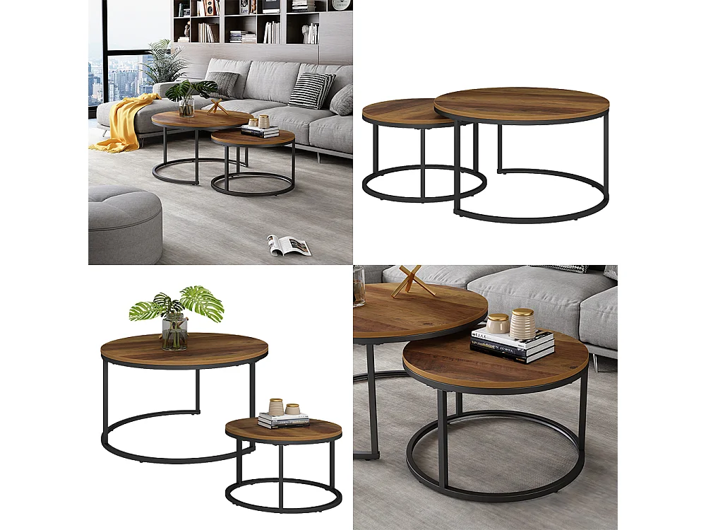 Set de tables basses bois 77x40x40 montreal