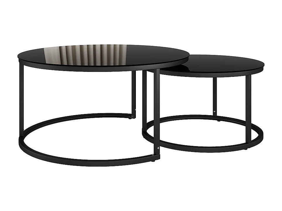 Ensemble de tables basses noir haute brillance 77x77x39.5 montreal