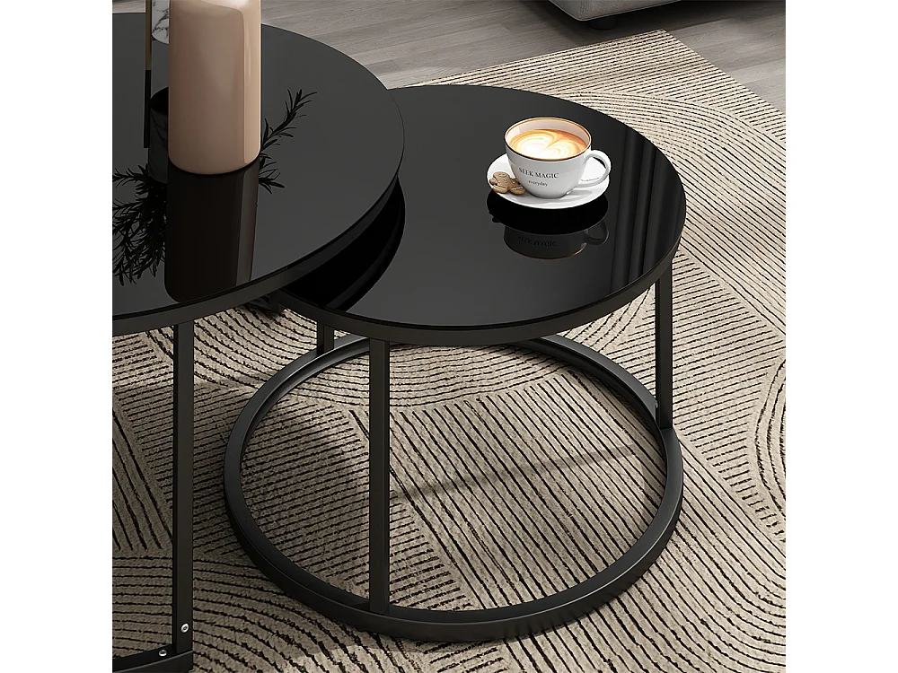 Ensemble de tables basses noir haute brillance 77x77x39.5 montreal