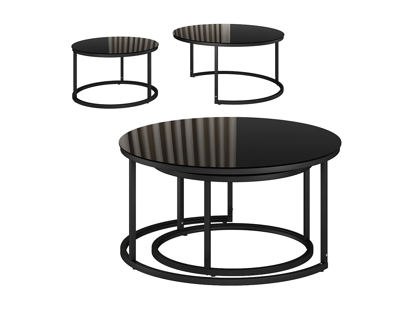 Ensemble de tables basses noir haute brillance 77x77x39.5 montreal