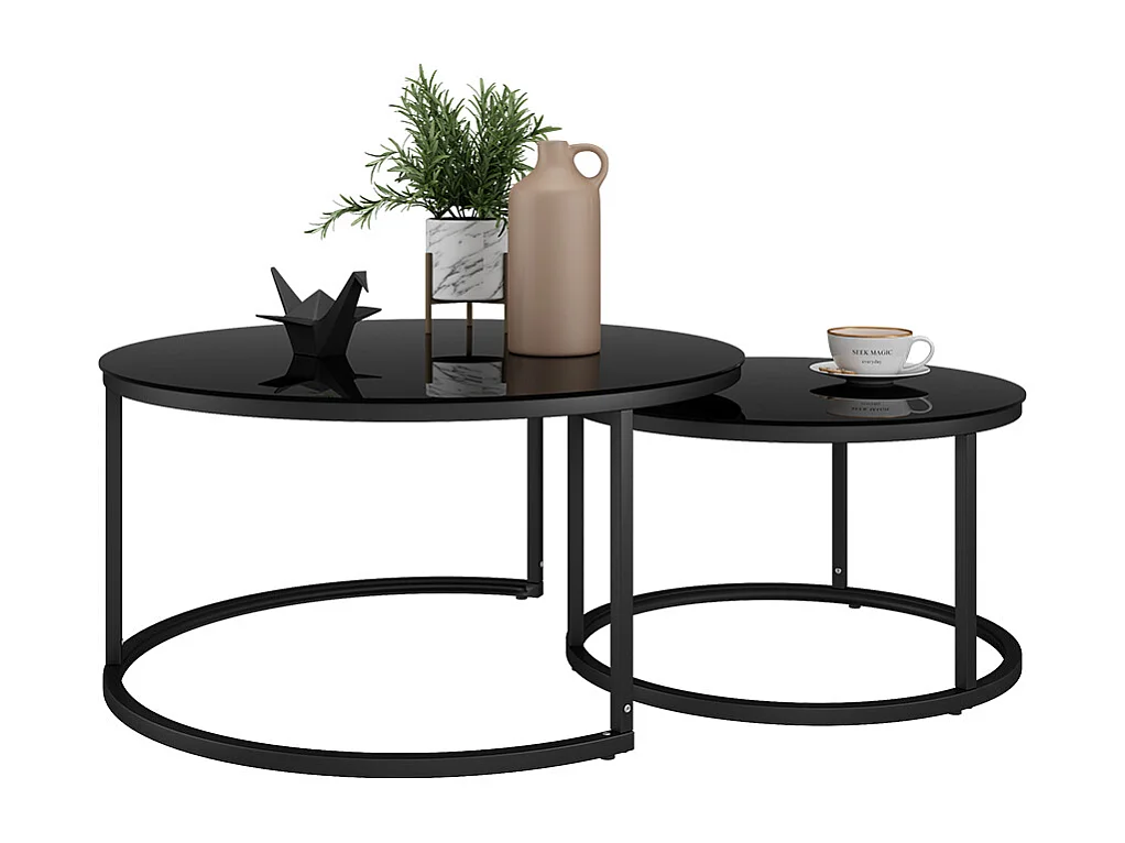 Ensemble de tables basses noir haute brillance 77x77x39.5 montreal