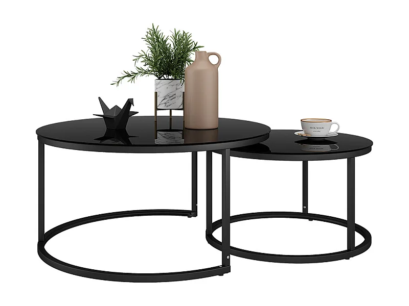 Ensemble de tables basses noir haute brillance 77x77x39.5 montreal