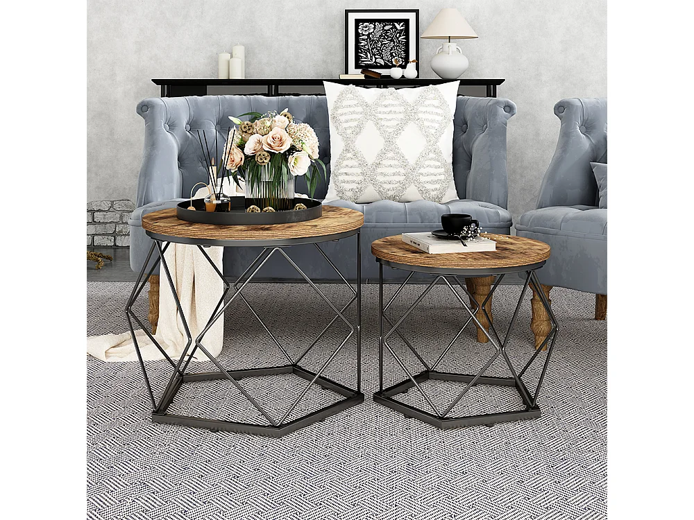 Set de tables basses chêne rustique 50x40x50 fyrk