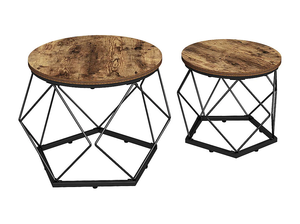 Set de tables basses chêne rustique 50x40x50 fyrk