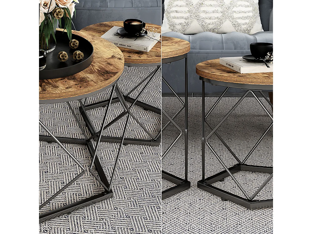 Set de tables basses chêne rustique 50x40x50 fyrk