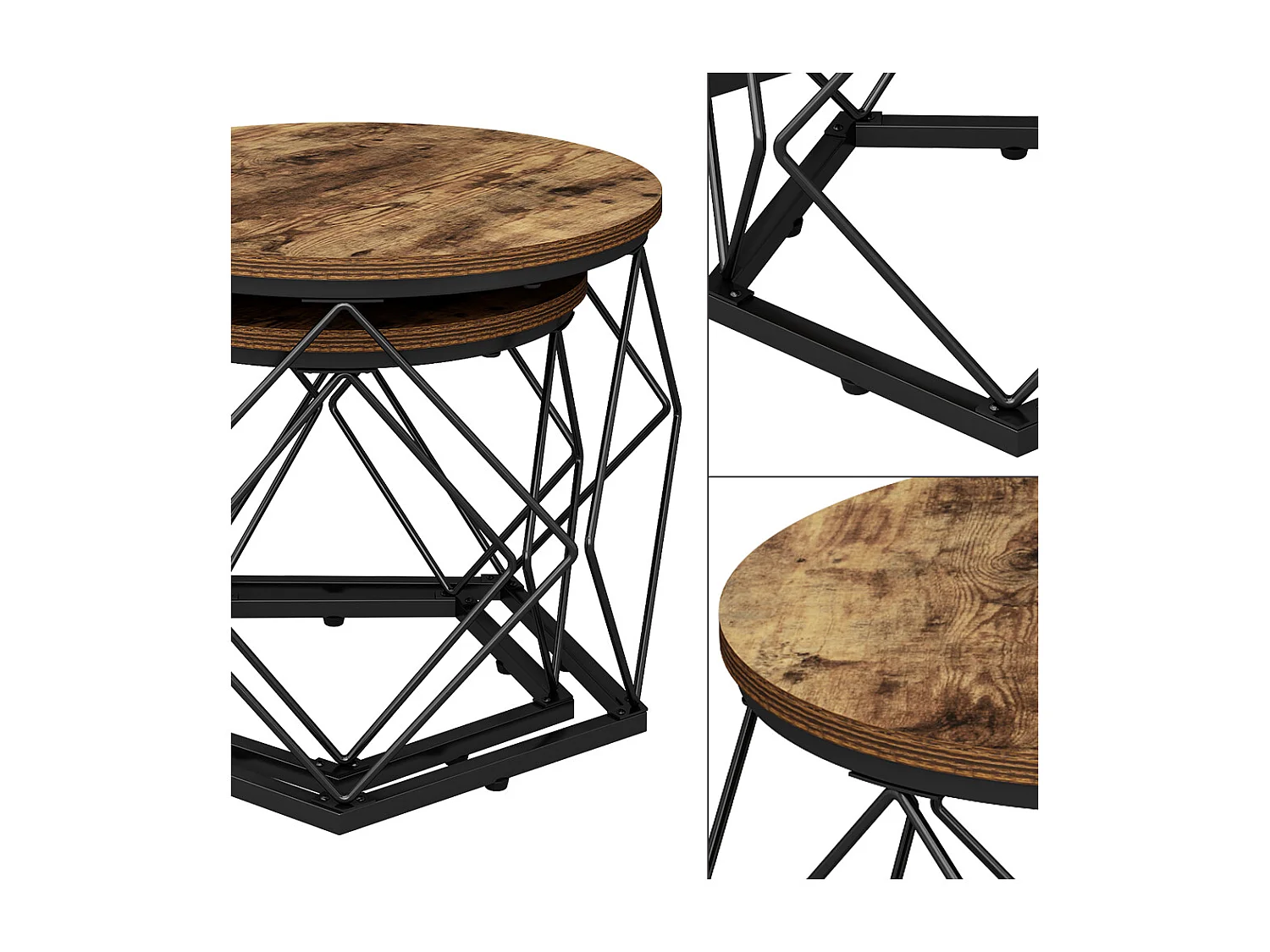 Set de tables basses chêne rustique 50x40x50 fyrk